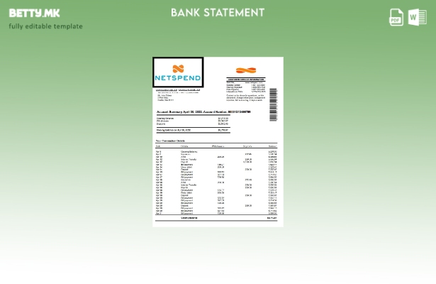 Модерен стил на САД Нетспенд шаблон за извод од банка